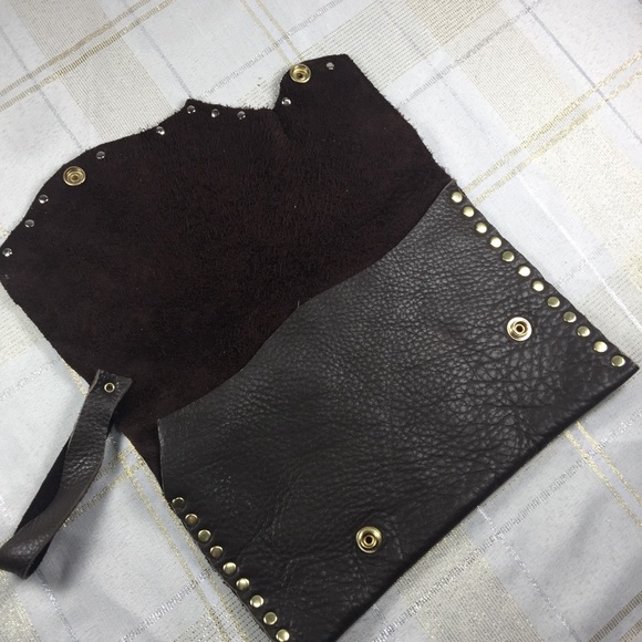 Choco brown clutch turquoise brass - Picture 3 of 8